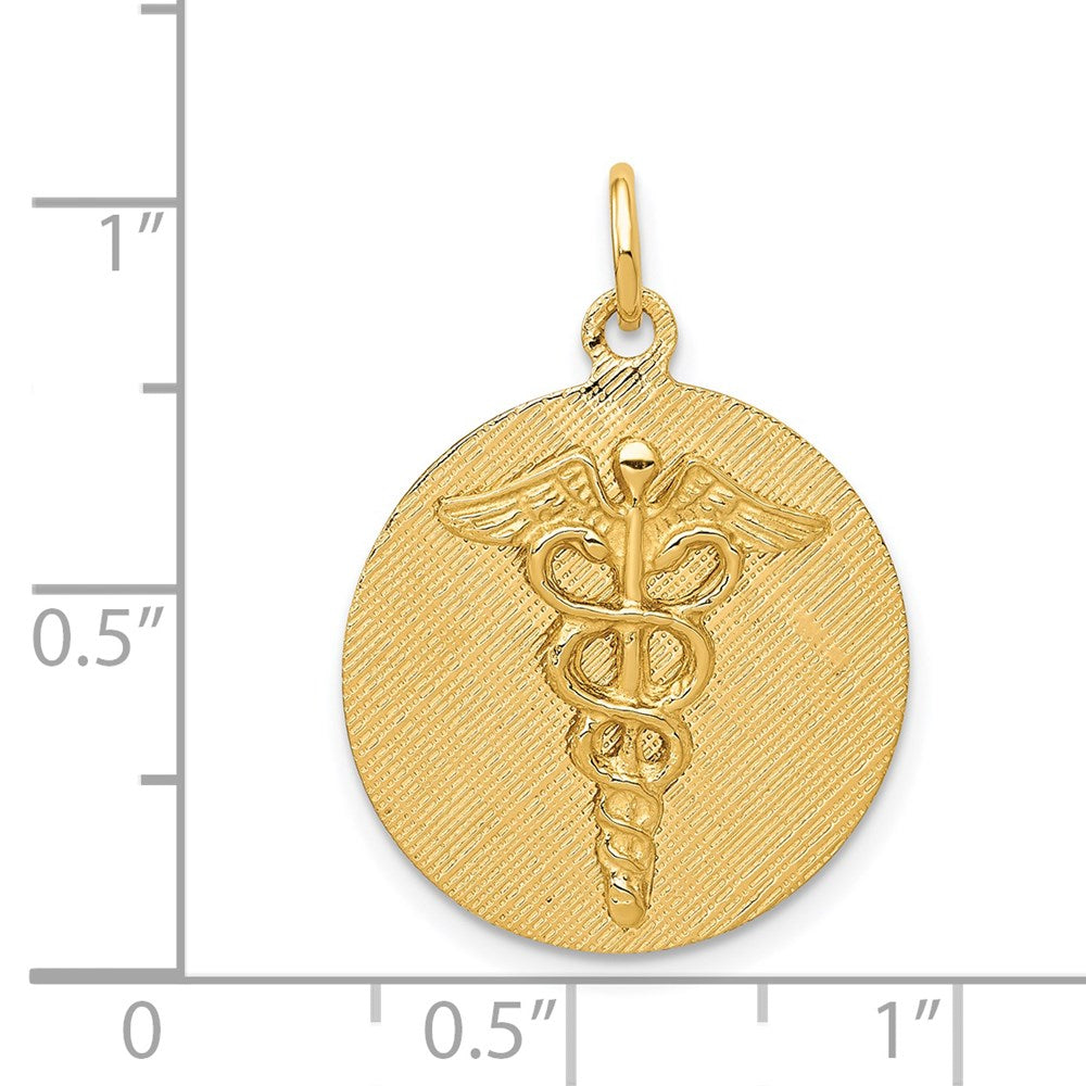 14k Caduceus Disc Charm-A4115
