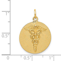 14k Caduceus Disc Charm-A4115