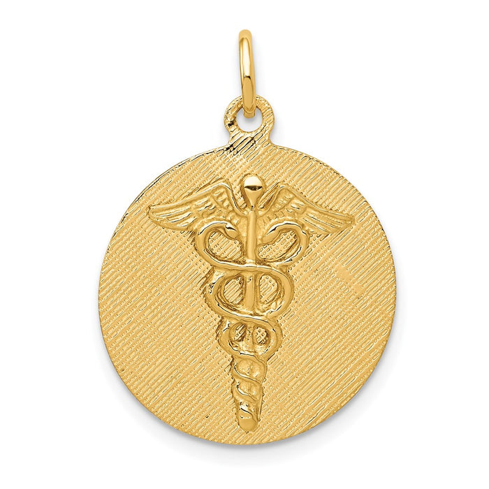 14k Caduceus Disc Charm-A4115