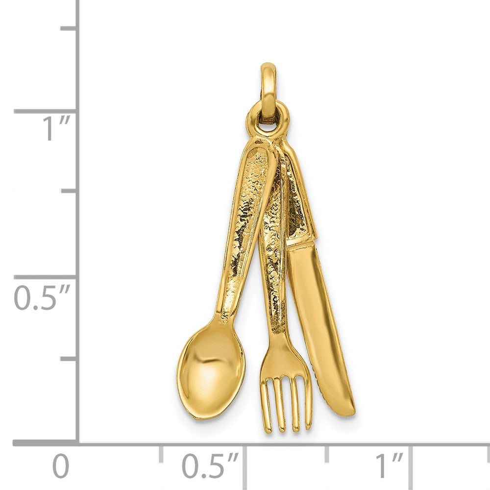 14K Knife, Fork and Spoon Charm-A4183