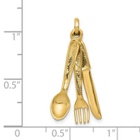14K Knife, Fork and Spoon Charm-A4183