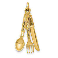 14K Knife, Fork and Spoon Charm-A4183