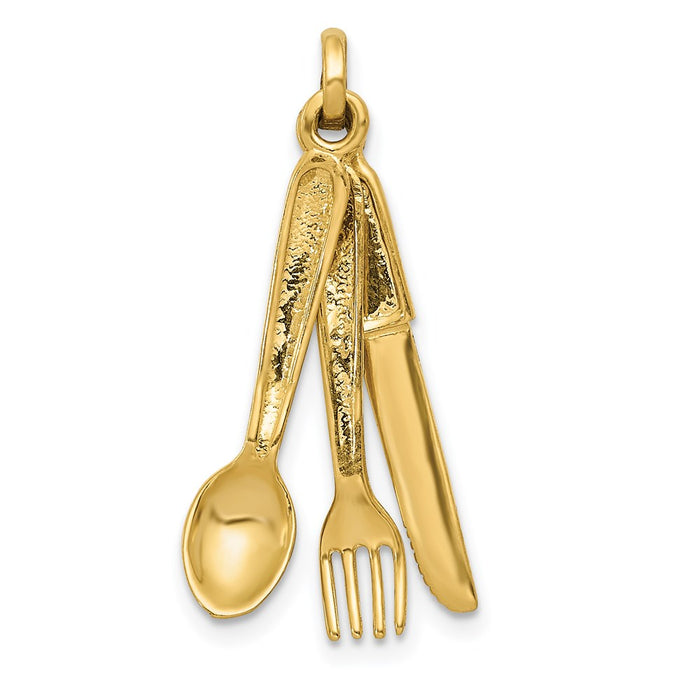 14K Knife, Fork and Spoon Charm-A4183