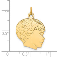 14k Solid Polished Boys Head Charm-A4249
