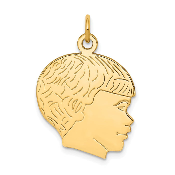 14k Solid Polished Boys Head Charm-A4249