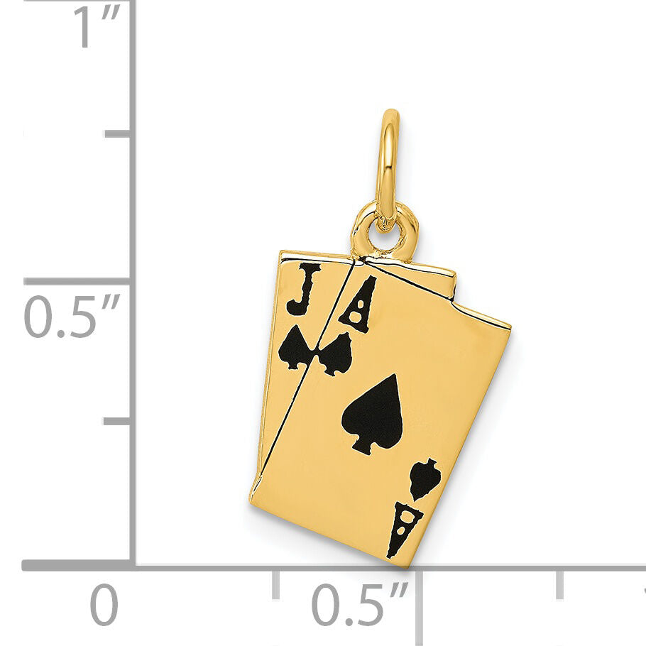 14k Enameled Blackjack Playing Cards Charm-A4952