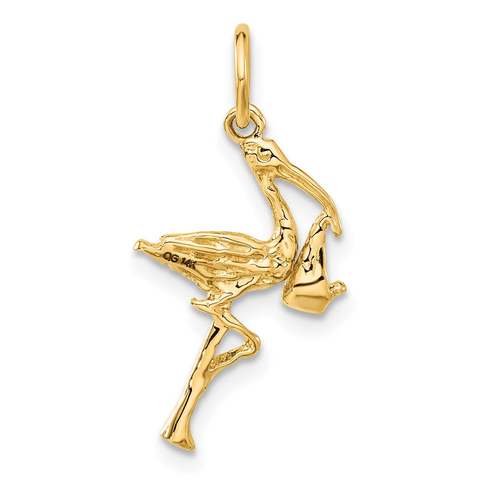 14k Solid 3-Dimensional Stork Charm-A7101
