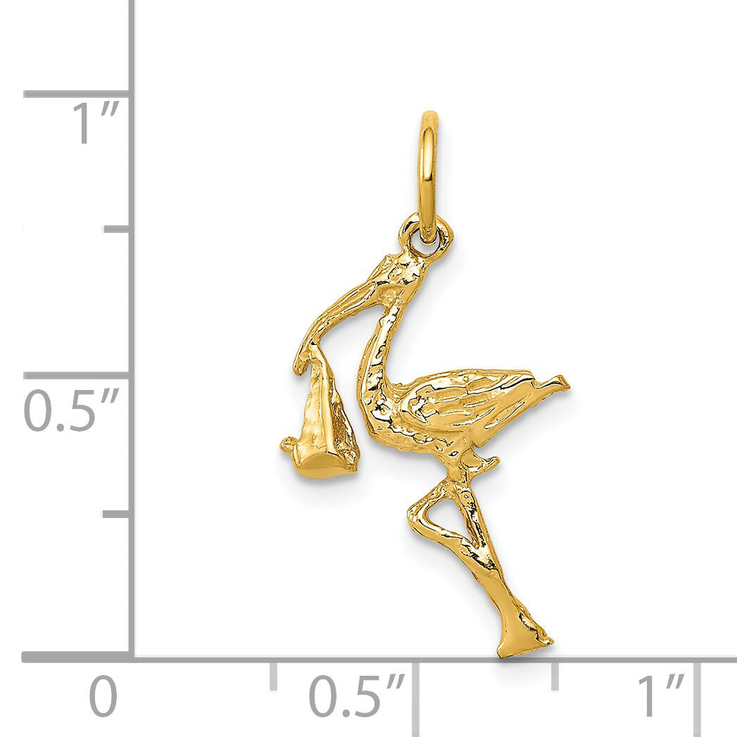 14k Solid 3-Dimensional Stork Charm-A7101