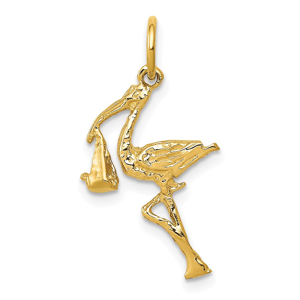14k Solid 3-Dimensional Stork Charm-A7101