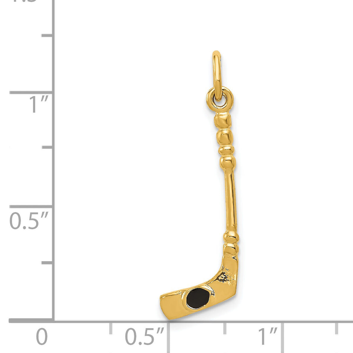 14K 3D Hockey Stick With Enamel Charm-A7614