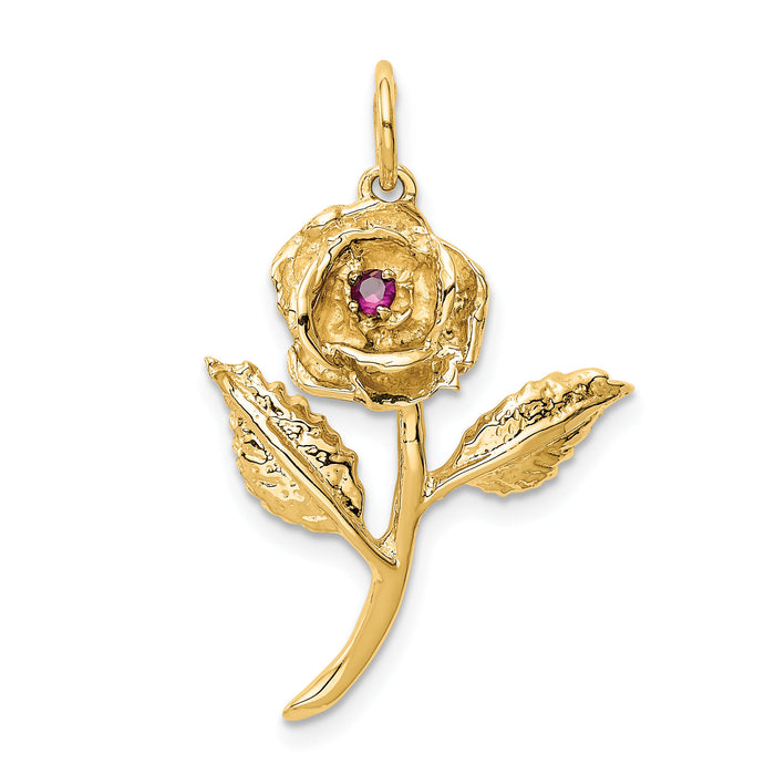 14k CZ Rose Charm-A9014