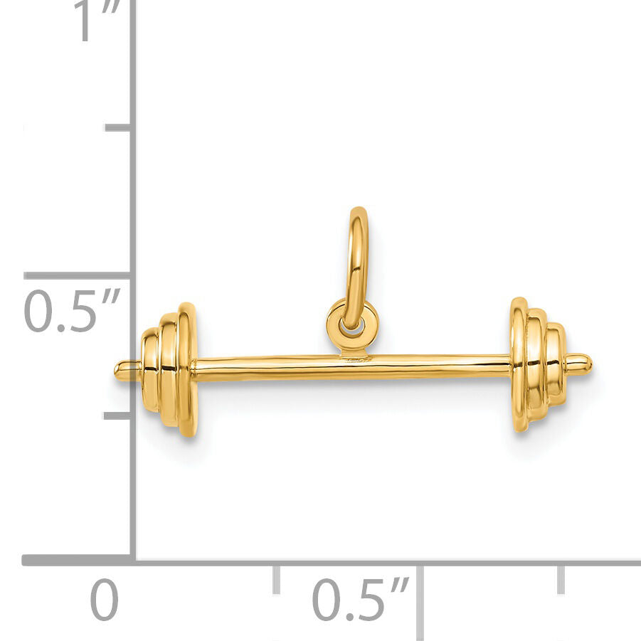 14K 3D Barbell Charm-A9091