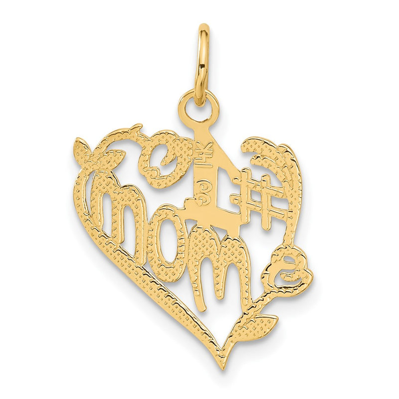 14k #1 Mom Heart Charm-A9108