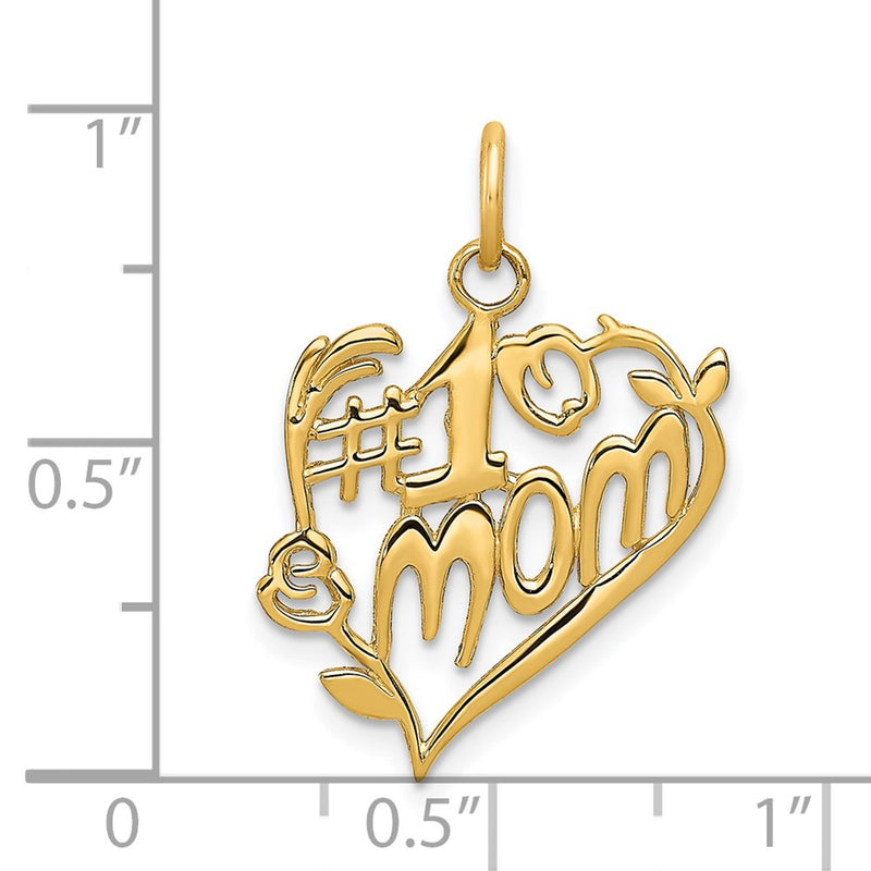 14k #1 Mom Heart Charm-A9108