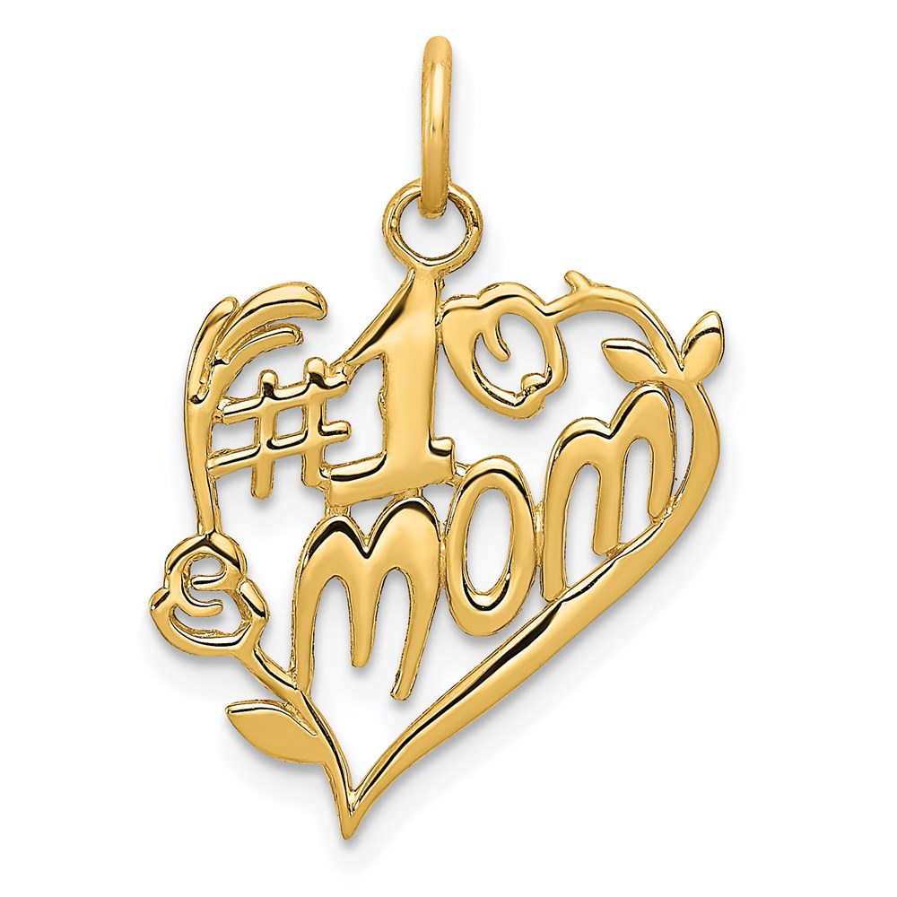 14k #1 Mom Heart Charm-A9108