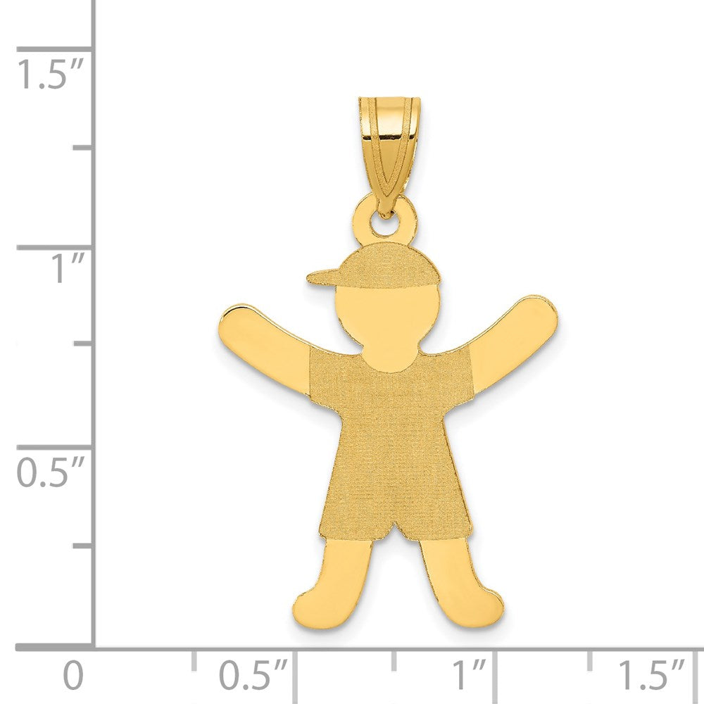 14k Laser Polished Boy with Hat Charm-A9264