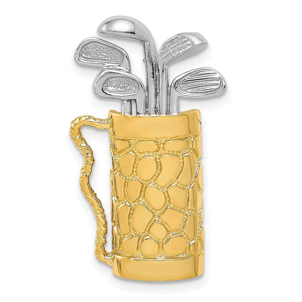 14k Two-tone Golf Bag with Clubs Pendant-A9477