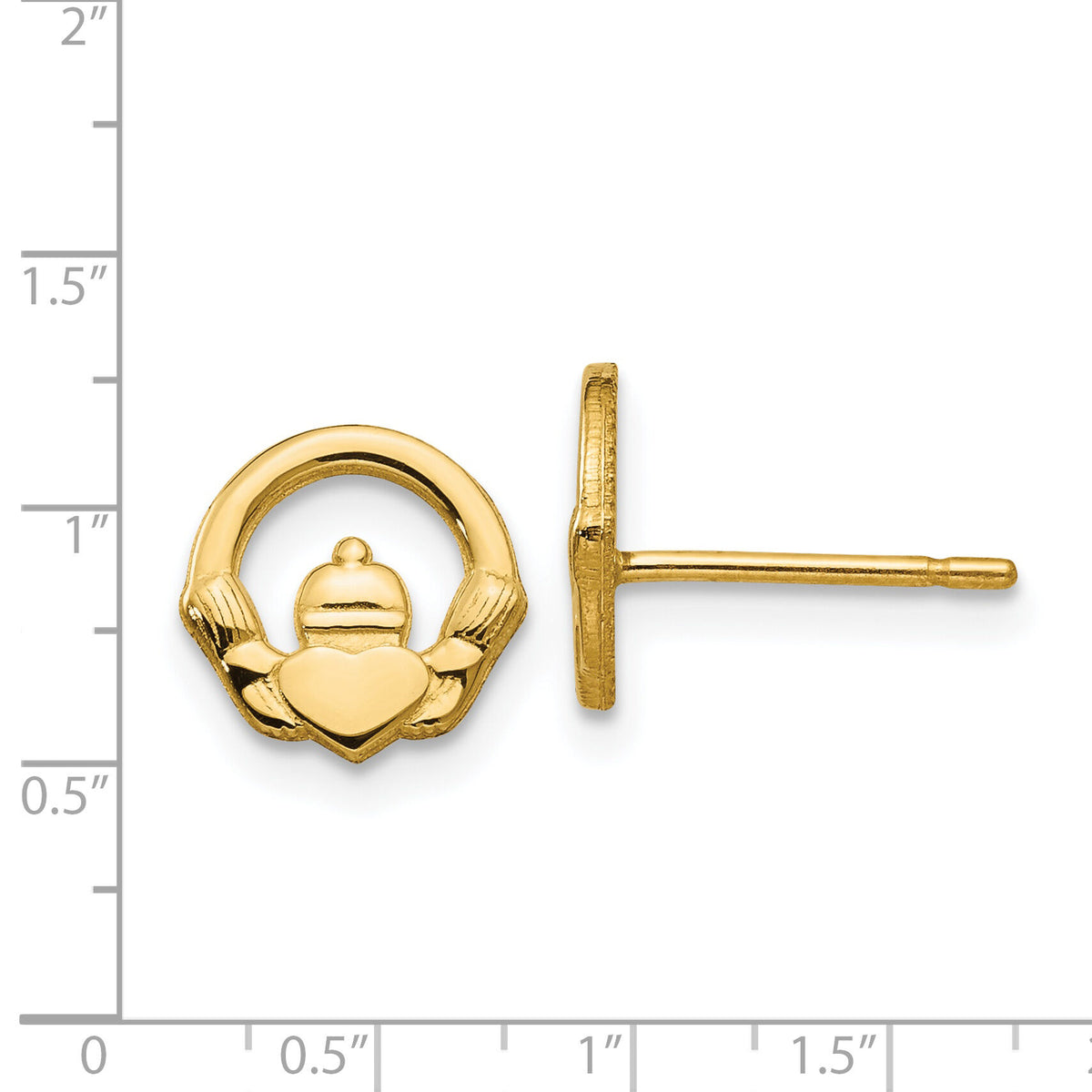 14k Claddagh Post Earrings-A9509