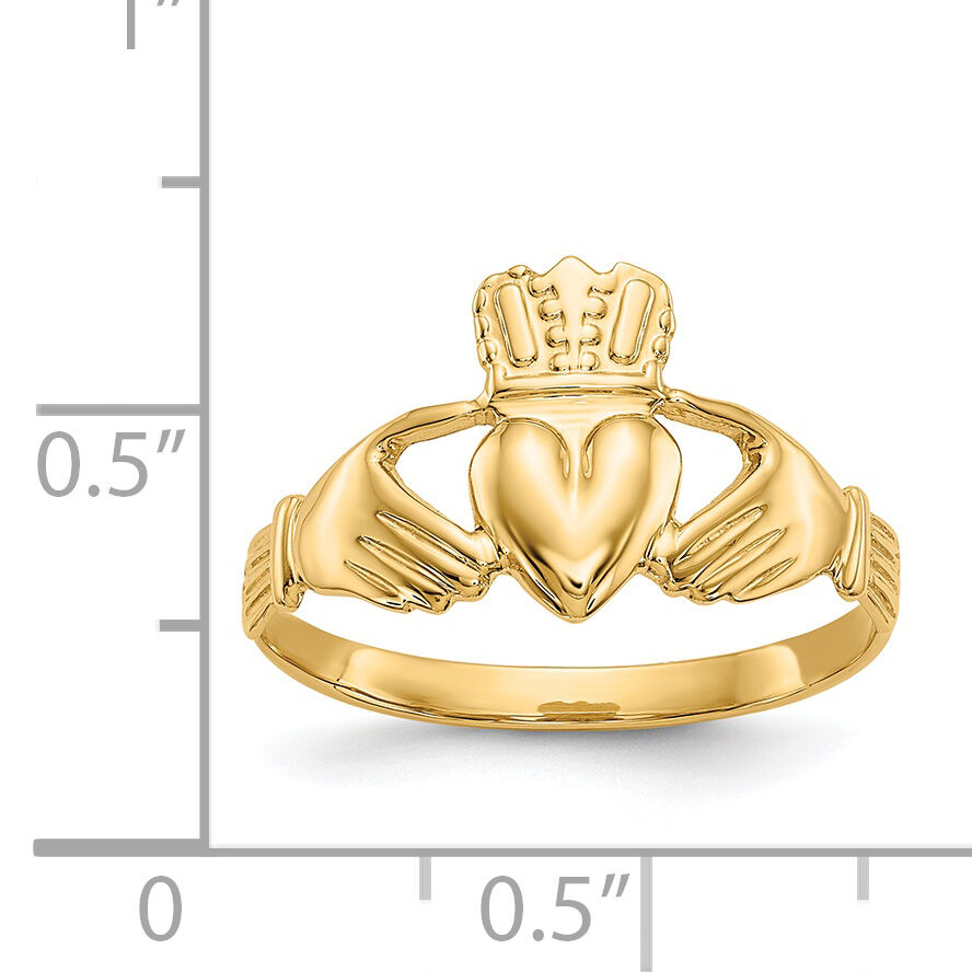14k Polished Claddagh Ring-A9519