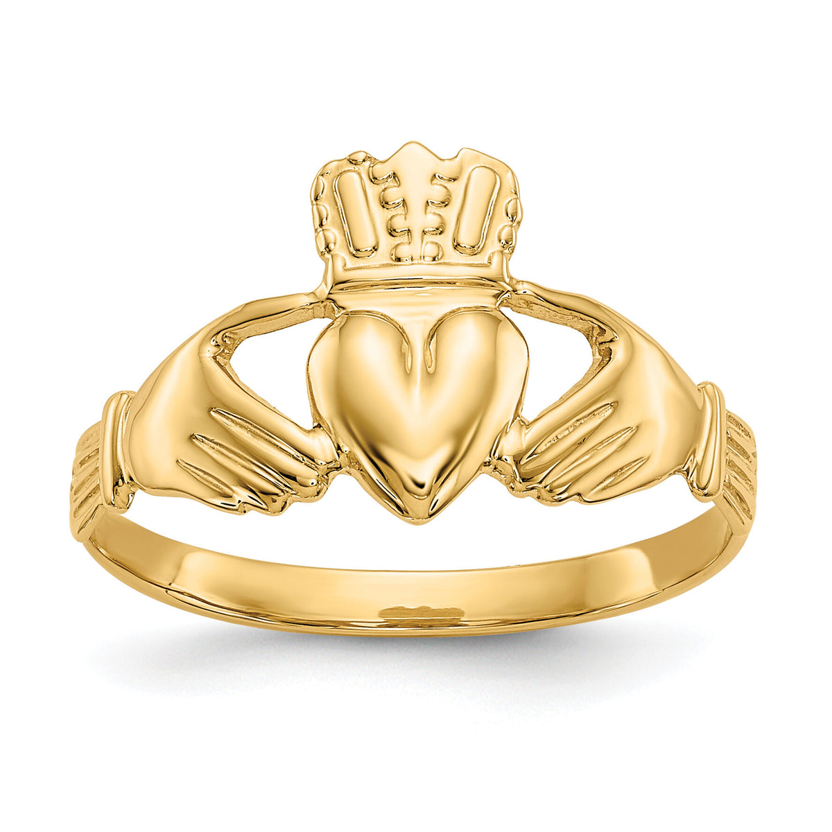 14k Polished Claddagh Ring-A9519