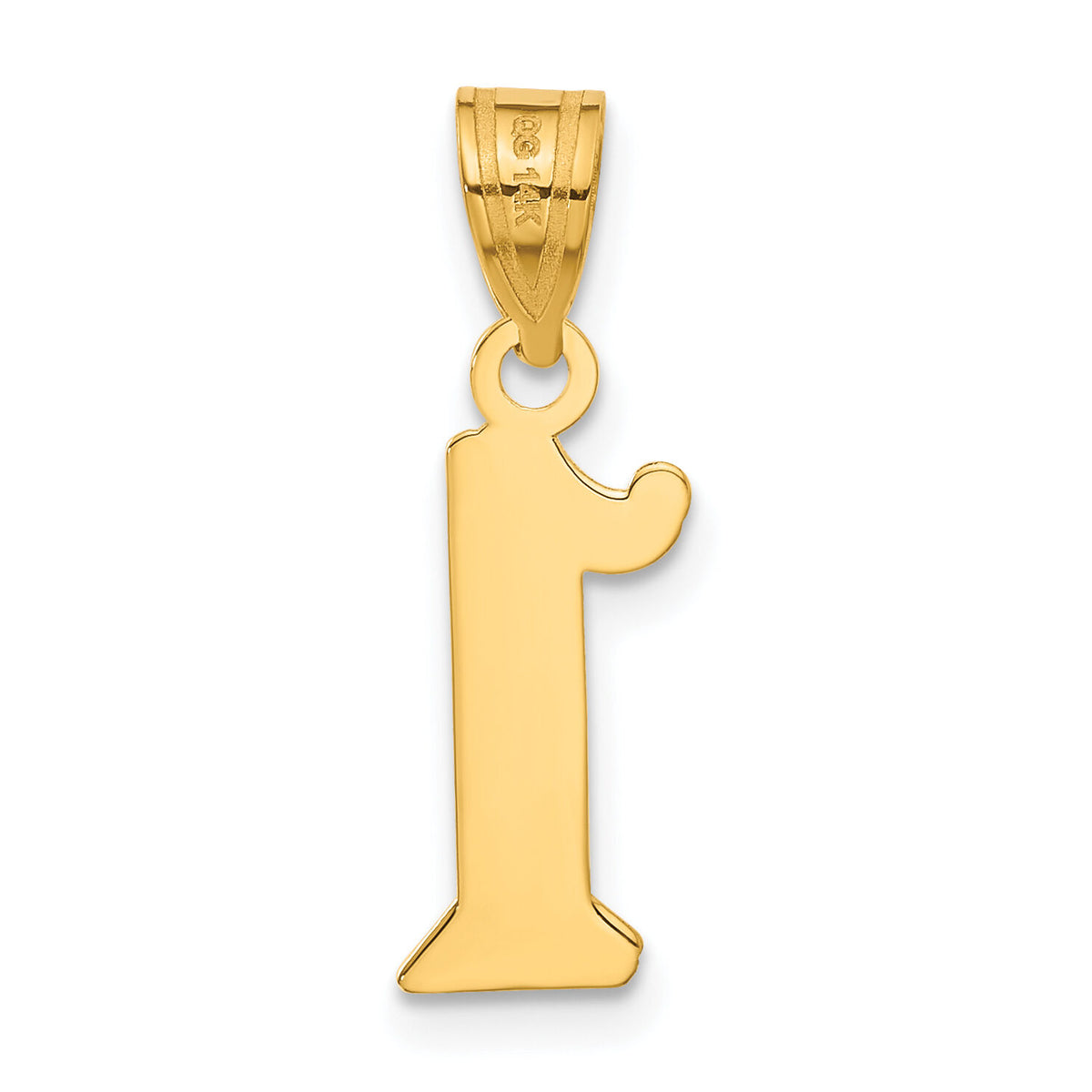 14k Polished Etched Number 1 Pendant-AEN01