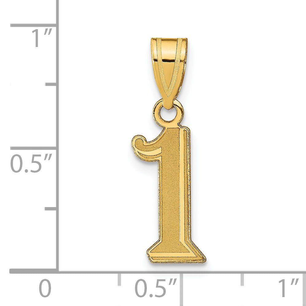 14k Polished Etched Number 1 Pendant-AEN01
