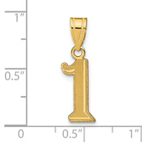 14k Polished Etched Number 1 Pendant-AEN01