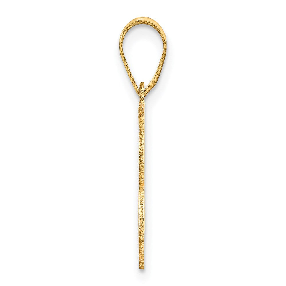 14k Polished Etched Number 3 Pendant-AEN03