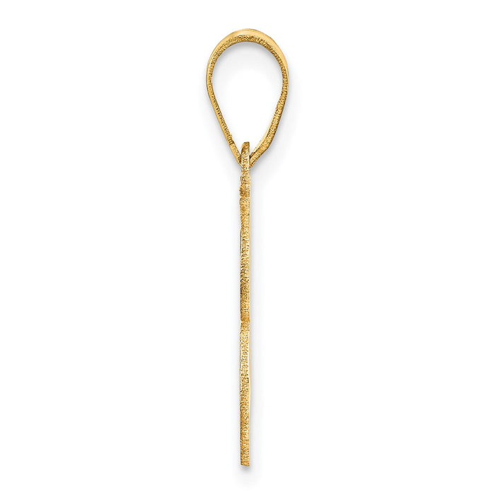 14k Polished Etched Number 3 Pendant-AEN03