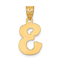 14k Polished Etched Number 3 Pendant-AEN03