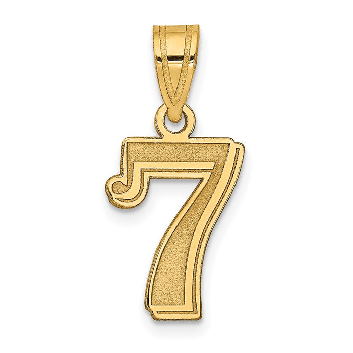 14k Polished Etched Number 7 Pendant-AEN07