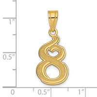 14k Polished Etched Number 8 Pendant-AEN08