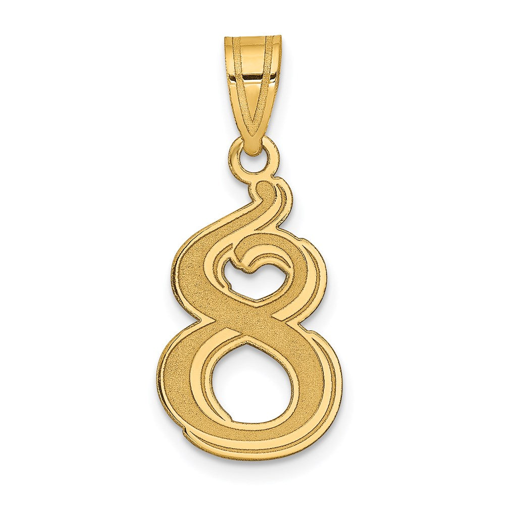 14k Polished Etched Number 8 Pendant-AEN08