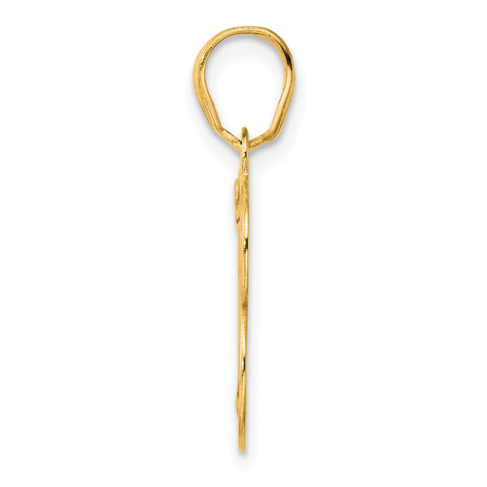 14k Polished Etched Number 13 Pendant-AEN13