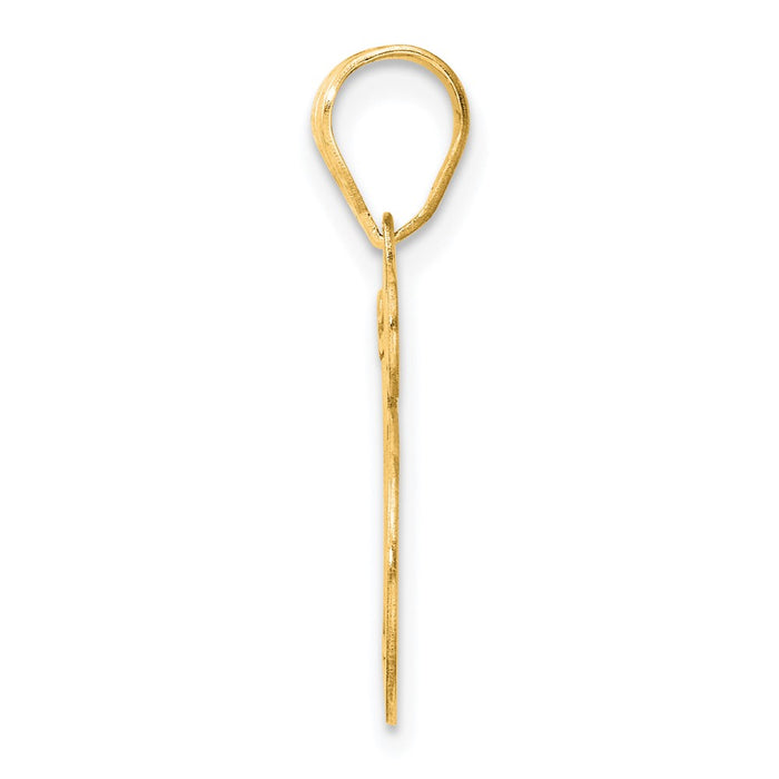 14k Polished Etched Number 15 Pendant-AEN15