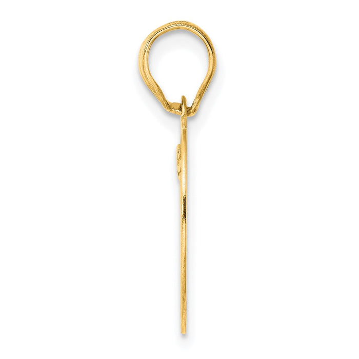 14k Polished Etched Number 19 Pendant-AEN19