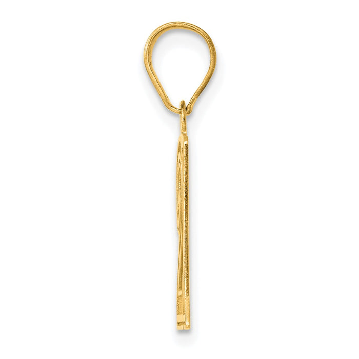 14k Polished Etched Number 21 Pendant-AEN21