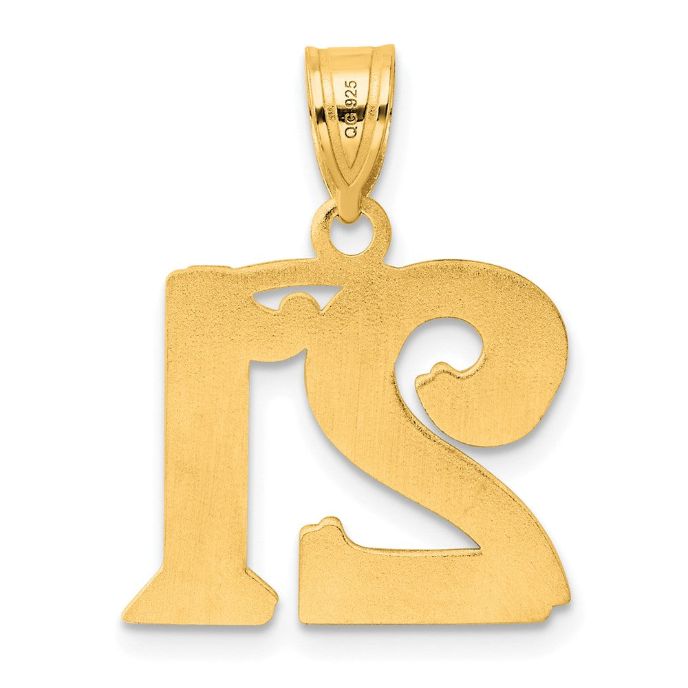 14k Polished Etched Number 21 Pendant-AEN21
