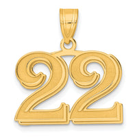 14k Polished Etched Number 22 Pendant-AEN22