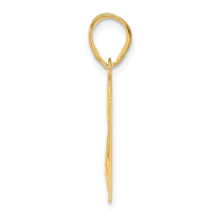 14k Polished Etched Number 27 Pendant-AEN27