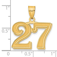 14k Polished Etched Number 27 Pendant-AEN27