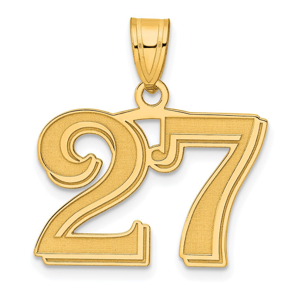 14k Polished Etched Number 27 Pendant-AEN27