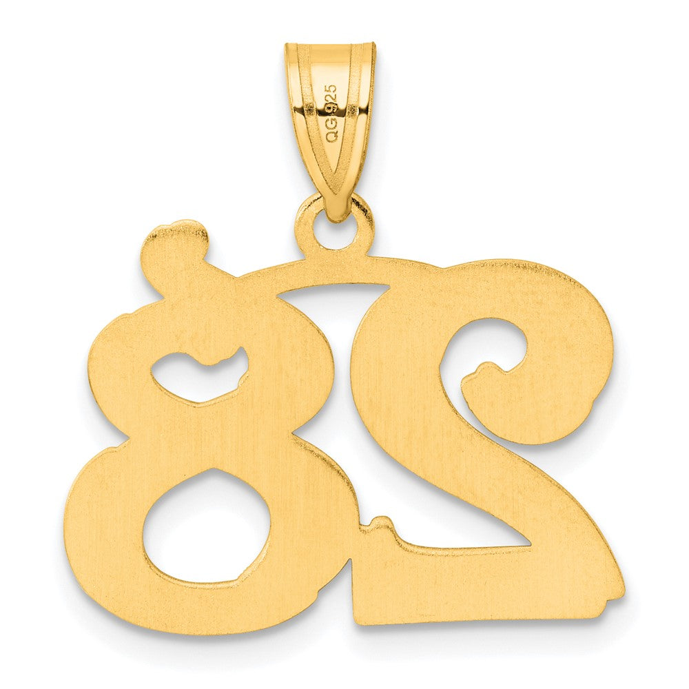 14k Polished Etched Number 28 Pendant-AEN28