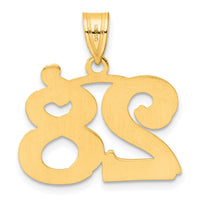 14k Polished Etched Number 28 Pendant-AEN28