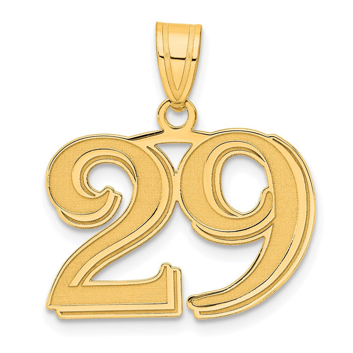 14k Polished Etched Number 29 Pendant-AEN29