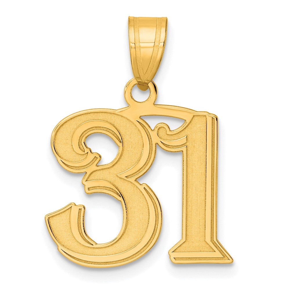 14k Polished Etched Number 31 Pendant-AEN31