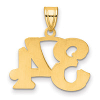 14k Polished Etched Number 34 Pendant-AEN34
