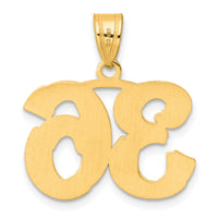 14k Polished Etched Number 36 Pendant-AEN36
