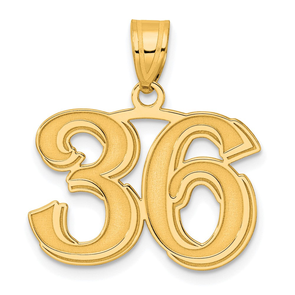 14k Polished Etched Number 36 Pendant-AEN36