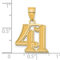 14k Polished Etched Number 41 Pendant-AEN41
